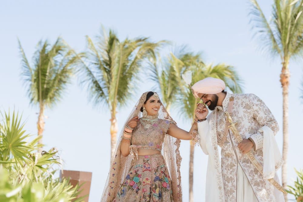 Bride and groom celebrating